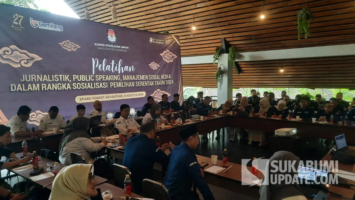 Pilkada 2024, Pelatihan jurnalistik publik speaking dan manajemen medsos untuk PPK se Kabupaten Sukabumi (Sumber: su/farrah)
